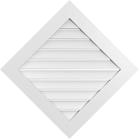 Ekena Millwork Diamond Surface Mount PVC Gable Vent: Non-Functional, w/ 3-1/2"W x 1"P Standard Frame, 36"W x 36"H GVPDI36X3601SN